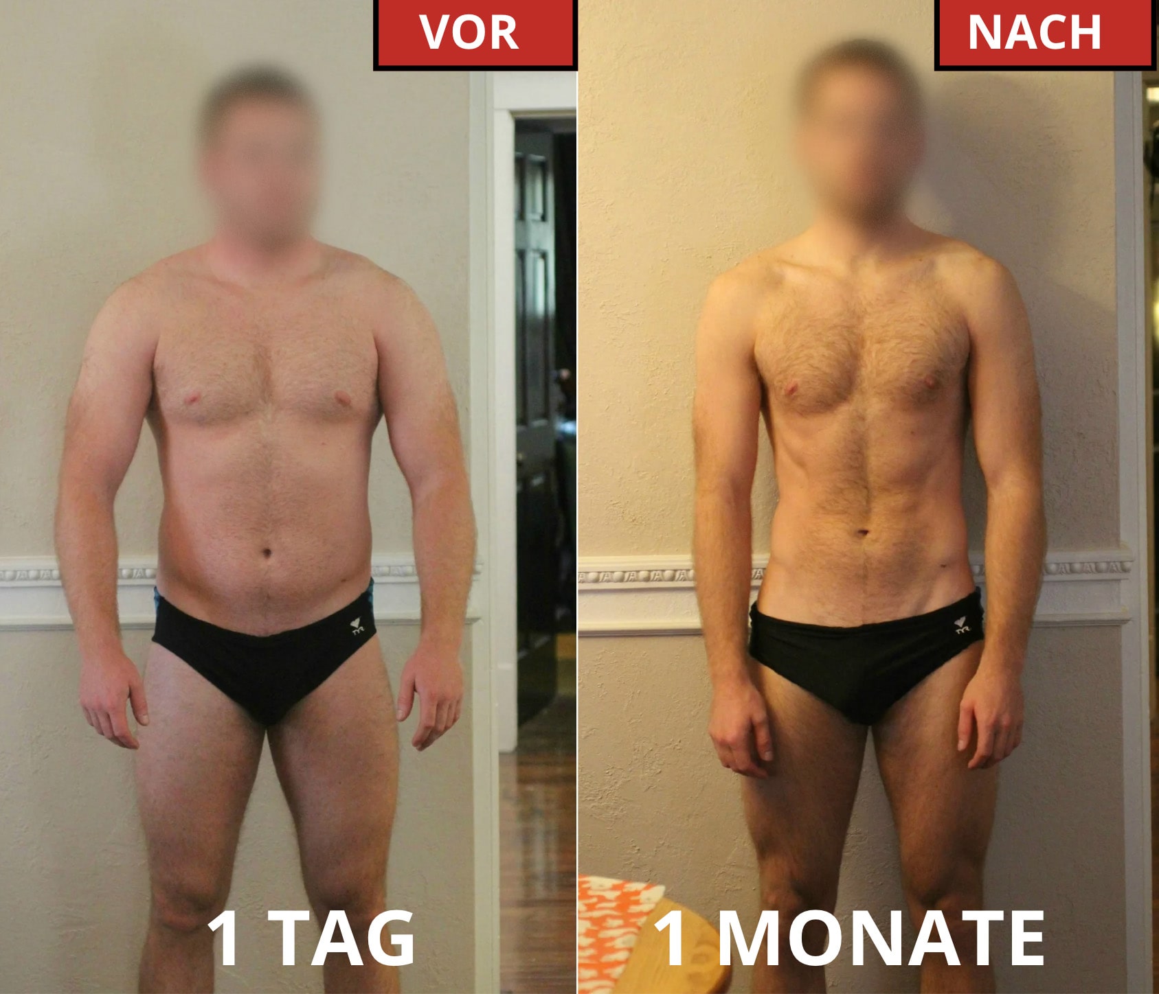 *Vorher-nachher-foto basierend auf einem kurs mit <b>Somatropin</b> (lyophilisiert/Pulver) 33,3 mg (100 IE). Die trainings waren nicht regelmäßig und fanden nur 1-2 mal pro woche mit mittlerer intensität statt.